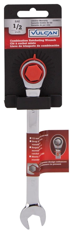 Vulcan PG1/2 Combination Wrench, SAE, 1/2 in Head, Chrome Vanadium Steel, Polished Mirror