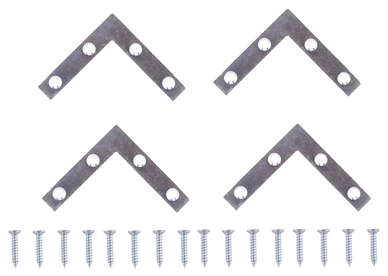 ProSource FC-Z02-C4PS Corner Brace, 2 in L, 2 in W, 3/8 in H, Steel, Zinc-Plated, 1.6 mm Thick Material