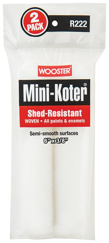 Wooster R222-6 Mini Roller Cover, 3/8 in Thick Nap, 6 in L, Fabric Cover, 2/PK