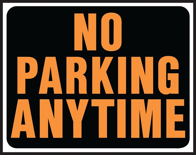 Hy-Ko Hy-Glo Series SP-105 Identification Sign, Rectangular, NO PARKING ANYTIME, Fluorescent Orange Legend, Plastic, Pack of 5