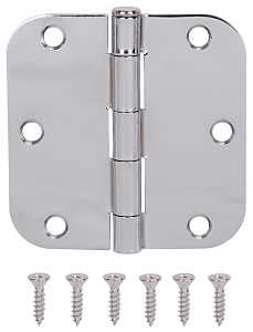 ProSource 20347BCX Door Hinge, Steel, Chrome, Loose Pin, 180 deg Range of Motion, Screw Mounting