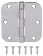 ProSource 20347BCX Door Hinge, Steel, Chrome, Loose Pin, 180 deg Range of Motion, Screw Mounting
