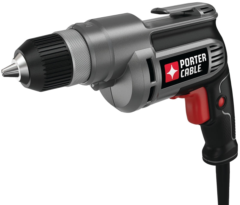 Porter-Cable PC600D Electric Drill, 6.5 A, 3/8 in Chuck, Keyless Chuck, 6 ft L Cord