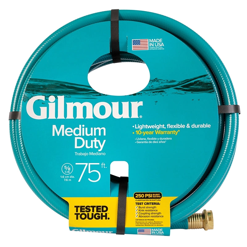 Gilmour Mfg 8167511001 Garden Hose, 5/8 in, 75 ft L, Rubber/Vinyl, Green