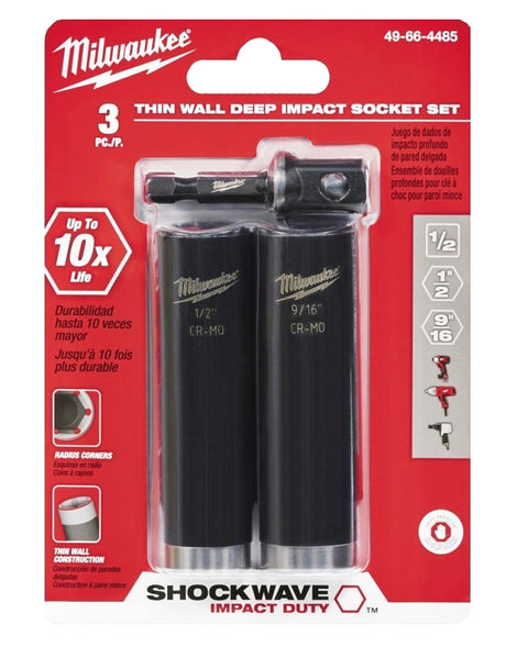 Milwaukee SHOCKWAVE Impact Duty Series 49-66-4485 Deep Well Socket Set, Steel, Black