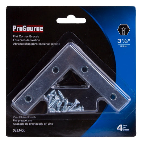 ProSource FC-Z035-C4PS Corner Brace, 3-1/2 in L, 3-1/2 in W, 5/8 in H, Steel, Zinc-Plated, 1.8 mm Thick Material
