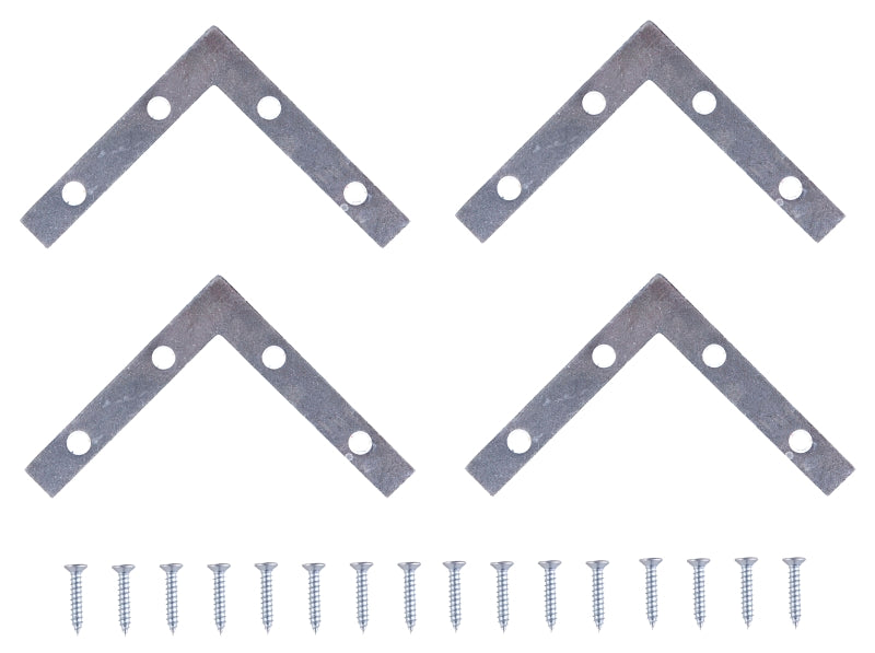 ProSource FC-Z04-C4PS Corner Brace, 4 in L, 4 in W, 5/8 in H, Steel, Zinc-Plated, 1.8 mm Thick Material
