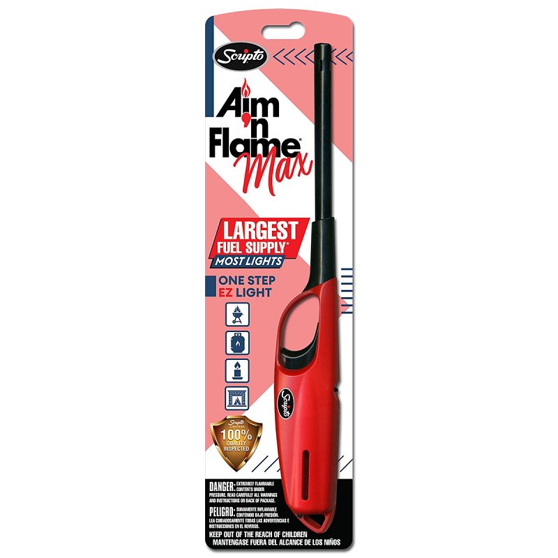 Scripto Aim 'n Flame MAX Series BGM19-1/12CD Utility Lighter, Assorted, Pack of 12