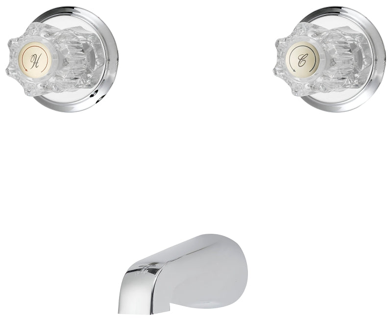 Boston Harbor GU-TQOB015CP Tub Faucet, 2-Handle, Round Handle, Metal/Plastic, Wall Mounting, Plastic Tub Spout