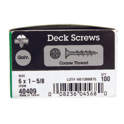 HILLMAN No. 6 Ga. X 1-5/8 in. L Gray Phillips Bugle Head Deck Screws 100 pk