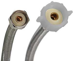 Fluidmaster B4T12 Toilet Connector, 1/2 in Inlet, FIP Inlet, 7/8 in Outlet, Ballcock Outlet, Stainless Steel Tubing