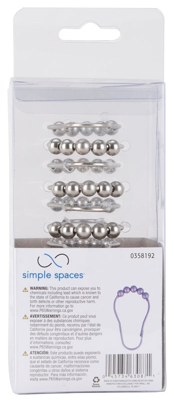 Simple Spaces SD-BH-SN Roller Ball Curtain Hook, Steel, Brushed Nickel, 1-1/2 in W, 3 in H