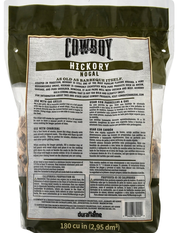 Cowboy 51112T Series Smoking Chip, Hickory, 12 in L, Wood, 180 cu-in