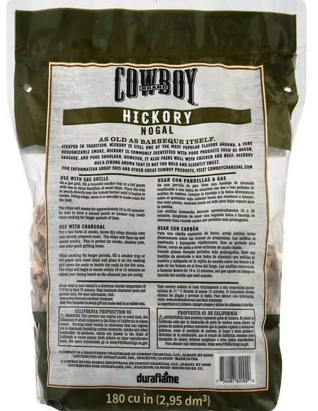 Cowboy 51112T Series Smoking Chip, Hickory, 12 in L, Wood, 180 cu-in