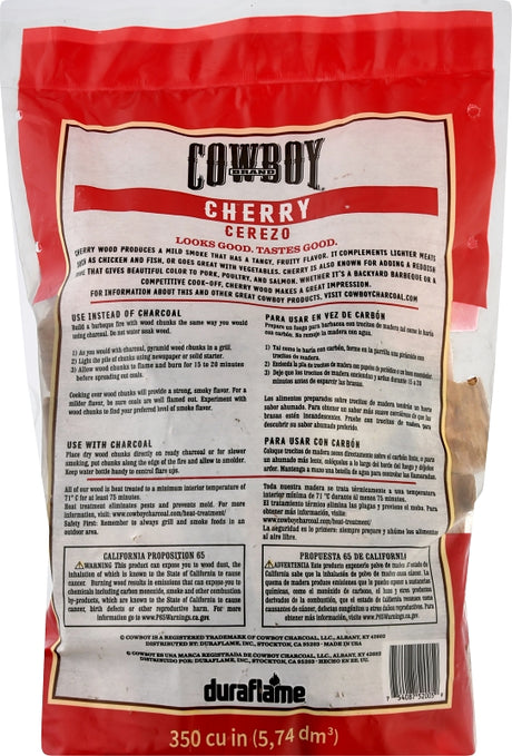Cowboy 52430 Series Smoking Chunk, Cherry, Wood, 350 cu-in, Pack of 6