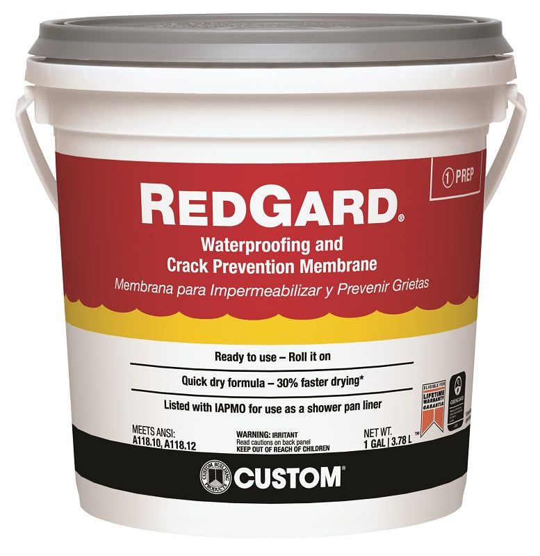 Custom LQWAF1-2 Ready-To-Use Waterproofing Tile Membrane, Liquid, Red, 1 gal Pail, Pack of 2