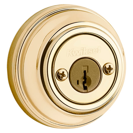 Kwikset 99850-071 Deadbolt, Traditional, 1 Grade, Metal, Polished Brass, 2-3/8, 2-3/4 in Backset, KW1, K4 Keyway
