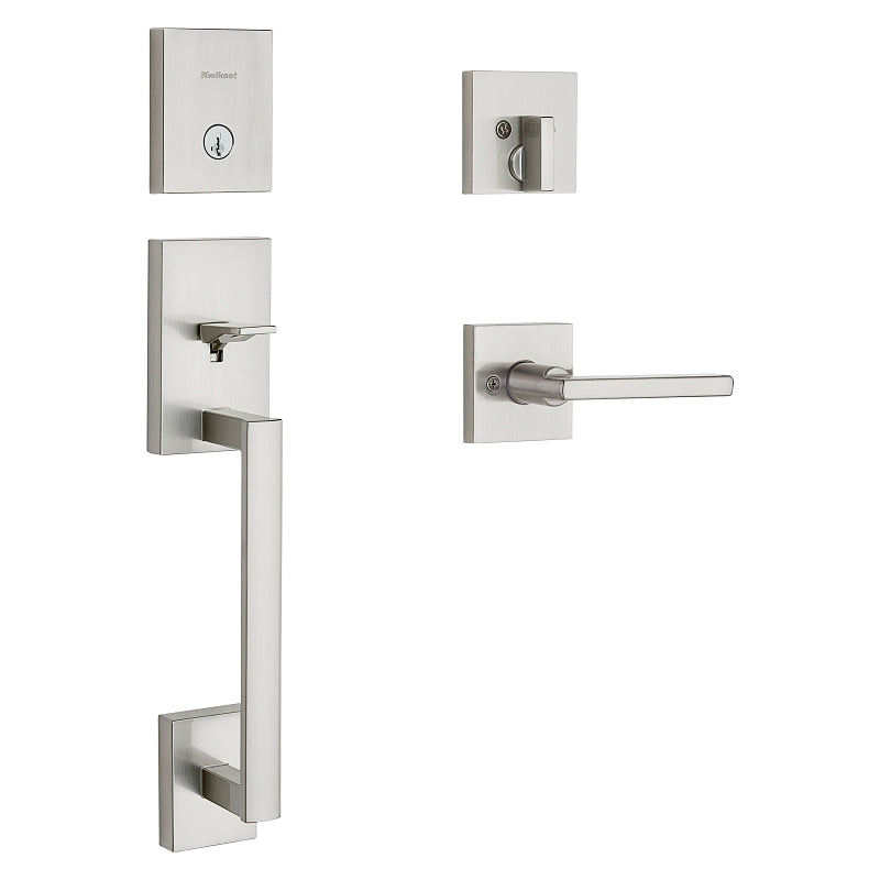 Kwikset San Clemente Series 818SCEXHFL 15 SMT Handleset, 1 Grade, Steel, Satin Nickel, 2-3/8, 2-3/4 in Backset