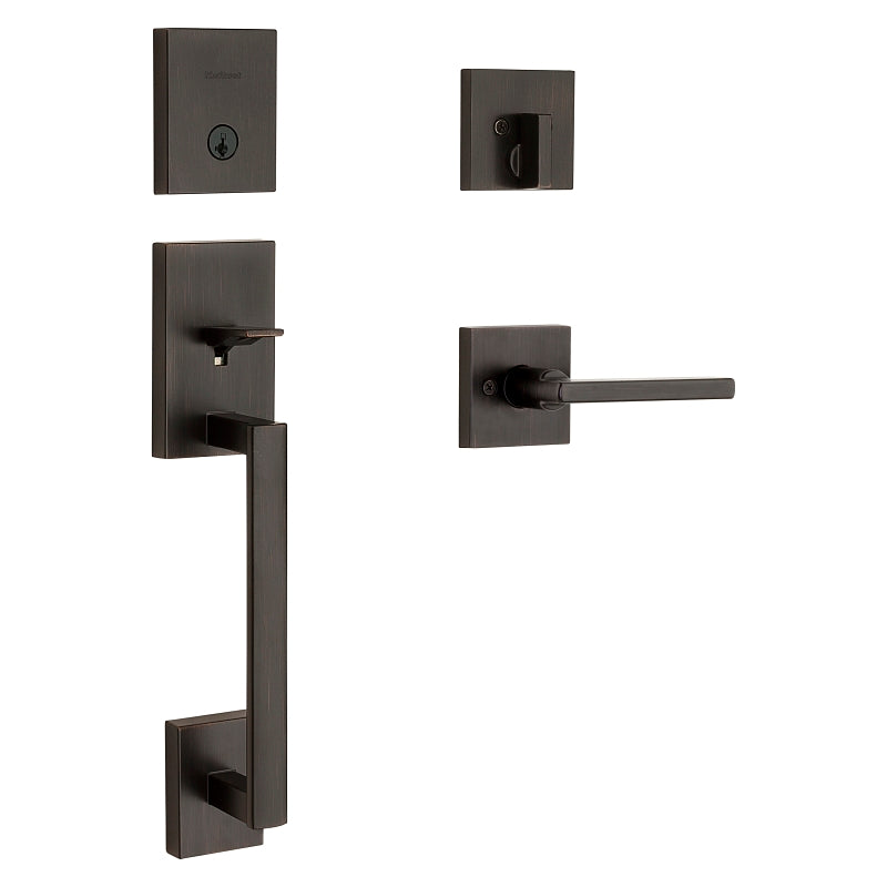 Kwikset 818SCEXHFL SQT11P Combination Lockset, San Clemente Design, Venetian Bronze, Halifax Lever Interior Handle