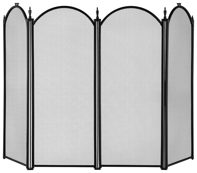 Simple Spaces S41010BK-C3L Fireplace Screen, 51-1/2 in W, 32 in H, Steel, Black Powder-Coated, Black