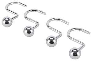 Simple Spaces SD-CBH-CH Ball Shower Curtin Hook, 1-1/16 in Opening, Steel, Chrome, 1-3/4 in W, 2-7/8 in H