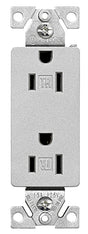 Eaton Wiring Devices TR1107SG-SP-L Duplex Receptacle, PVC, Silver Granite, 2-Pole, 15 A, 125 V, Push-in, Side Wiring, Pack of 10