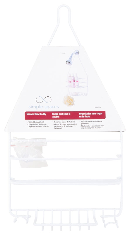 Simple Spaces SS-SC-25-PE-3L Shower Caddy, 2-Shelf, Steel, 10 in OAW, 19 in OAH, 4-1/4 in OAD, 10 lb