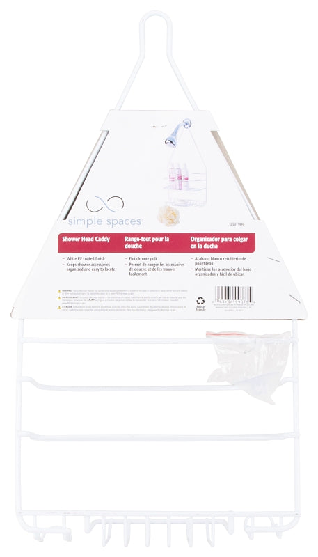 Simple Spaces SS-SC-25-PE-3L Shower Caddy, 2-Shelf, Steel, 10 in OAW, 19 in OAH, 4-1/4 in OAD, 10 lb