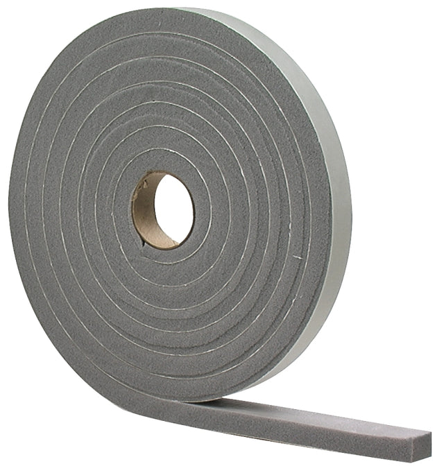 M-D 02279 Foam Tape, 1/2 in W, 17 ft L, 1/4 in Thick, PVC, Gray, 12 PK