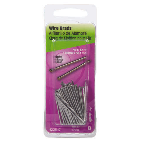 HILLMAN 17 Ga. X 1-1/2 in. L Bright Steel Brad Nails 1 pk 1.75 oz, Pack of 6