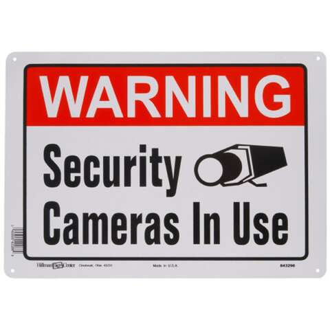 HILLMAN English White Security Sign 10 in. H X 14 in. W, Pack of 6