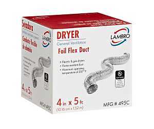 Lambro 411 Flexible Air Connector, 4 in, 5 ft L, Aluminum