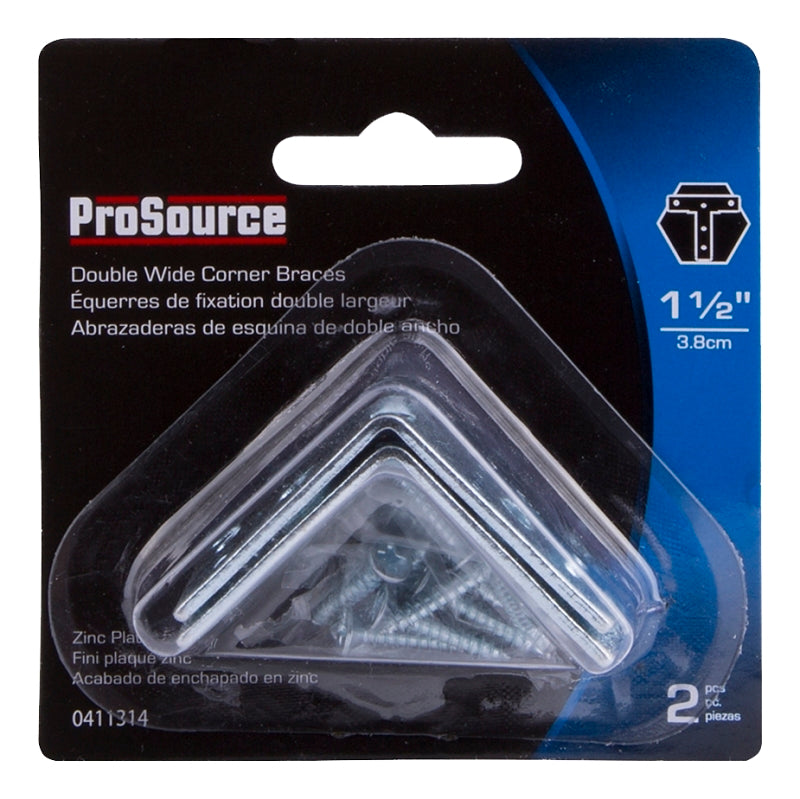 ProSource BH-604PS Corner Brace, 1-1/2 in L, 1-1/2 in W, 1-1/2 in H, Steel, Zinc-Plated, 2 mm Thick Material