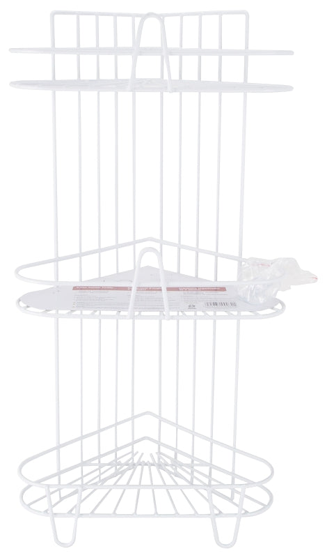 Simple Spaces SS-SC3-29-PE-3L Shower Caddy, 3-Shelf, 11-5/8 in OAW, 23-1/4 in OAH, 8-1/4 in OAD, 10 lb