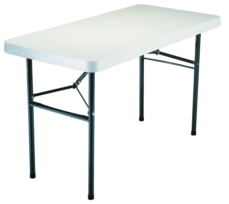 Lifetime Products 2940 Folding Table, 48.3 in L x 24 in W x 29 in H Open, Steel Frame, Polyethylene Tabletop, Gray/White