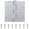 ProSource 20339SCX Square Corner Door Hinge, Steel, Satin Chrome, Loose Pin, 180 deg Range of Motion
