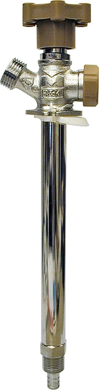 B & K 104-849HC Anti-Siphon Frost-Free Sillcock Valve, 12 in L, 1/2 x 3/4 in, MPT x Hose, Chrome, 125 psi, Brass Body