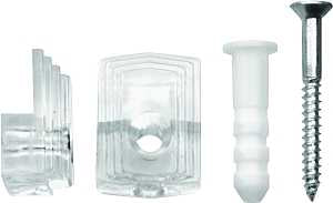 OOK 50225 Mirror Clip Set, 1/4 in L Dimensions, 20 lb, Plastic, Clear, Wall, 10 PK