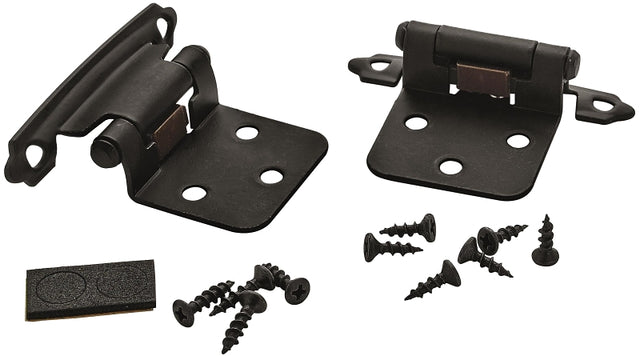Amerock BPR3429FB Hinge, Matte Black, 2-3/4 in L x 1-3/4 in W, Self-Closing, Overlay Hinge