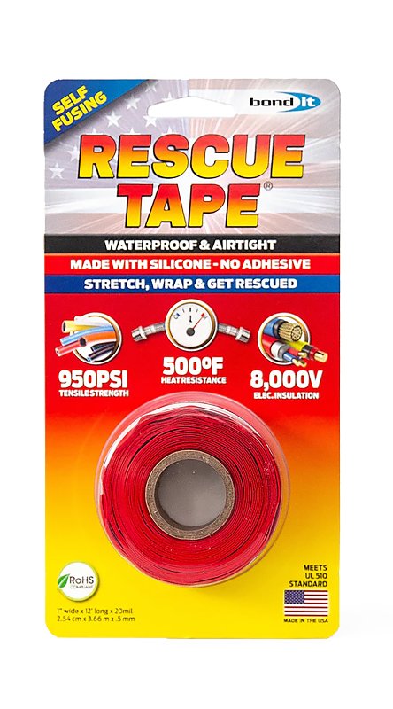 Rescue Tape RT12012BRE Repair Tape, 12 ft L, 1 in W, Silicone, Red