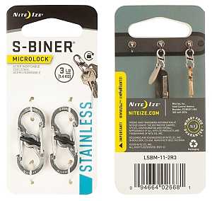 Nite Ize LSBM-11-2R3 Key Carabiner, 1.39 in OAL, 0.62 in Dia Ring, Stainless Steel, Silver