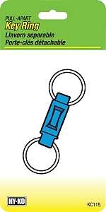 Hy-Ko KC115 Key Ring, 5-1/2 in L x 2-3/4 in W x 1/4 in H Dimensions, Pack of 5