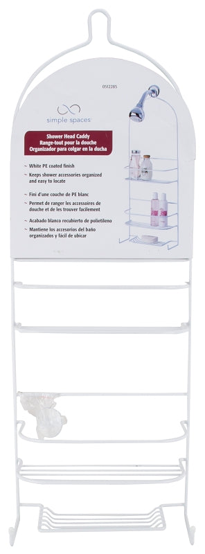 Simple Spaces SS-5786-PE-3L Shower Caddy, 3-Shelf, Steel, 10 in OAW, 27-3/4 in OAH, 4-1/4 in OAD, 10 lb