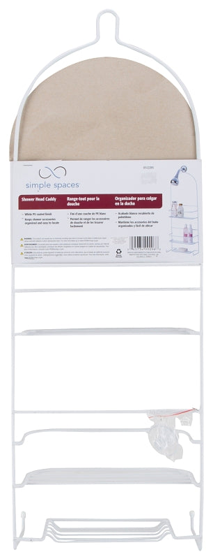 Simple Spaces SS-5786-PE-3L Shower Caddy, 3-Shelf, Steel, 10 in OAW, 27-3/4 in OAH, 4-1/4 in OAD, 10 lb