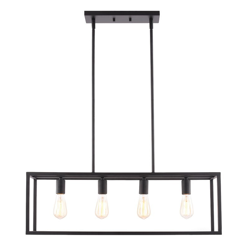 Boston Harbor LS10505 Farmhouse Chandelier, 120 V, 60 W, 1-Tier, 4-Lamp, Metal Fixture, Black Fixture, Matte Fixture