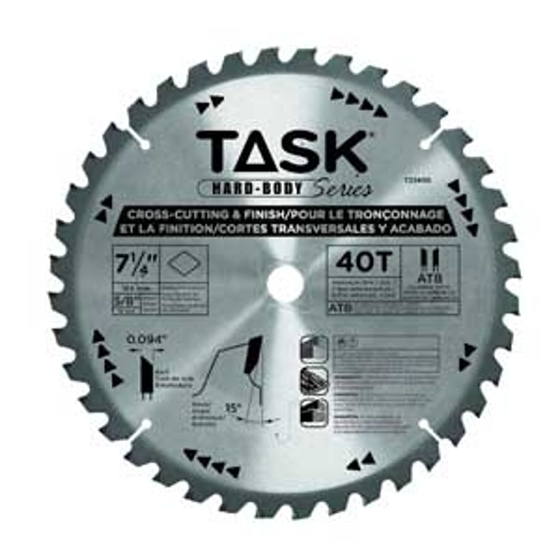 Task Hardbody T22407 Cross Cutting and Finishing Saw Blade, 10 in Dia, 5/8 in Arbor, 60-Teeth, Carbide Cutting Edge