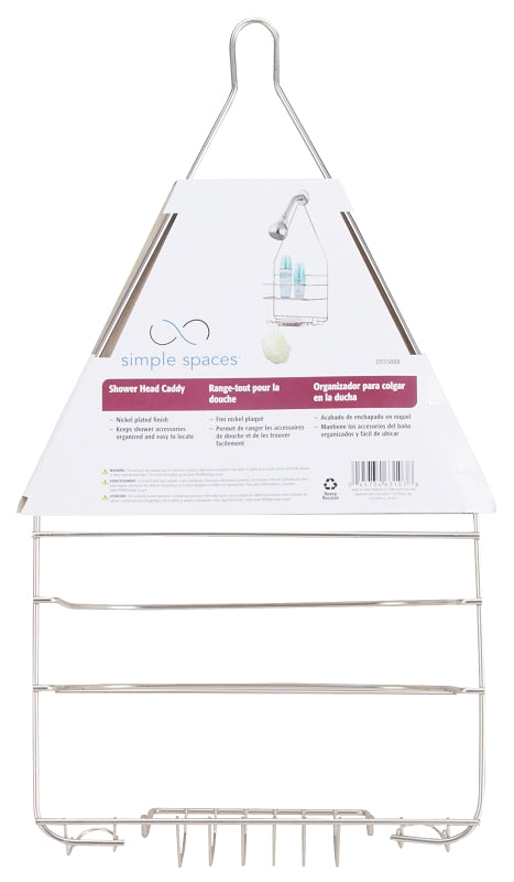 Simple Spaces SS-SC-25-NK Shower Caddy, 2-Shelf, Steel, 10 in OAW, 19 in OAH, 4-1/4 in OAD, 10 lb
