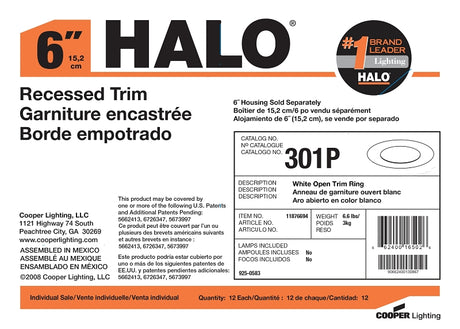 TRIM OPEN RECES NON-IC 6IN WHT