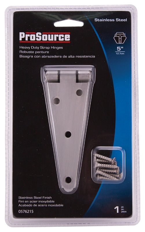 ProSource HSH-S06-C1PS Strap Hinge, 2 mm Thick Leaf, Brushed Stainless Steel, 180 Range of Motion