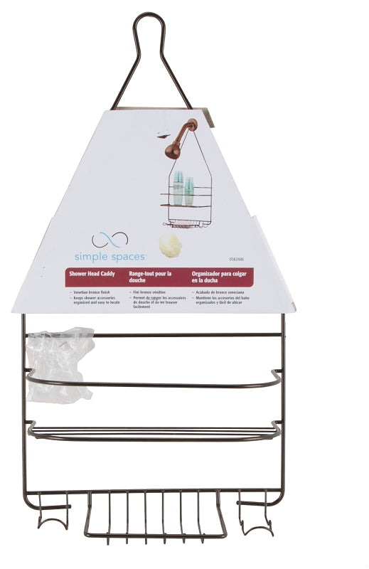 Simple Spaces SS-SC-25-VB Shower Caddy, 2-Shelf, Steel, 10 in OAW, 19 in OAH, 4-1/4 in OAD, 10 lb